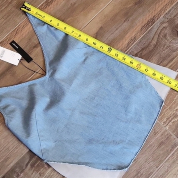 J Brand Chambray Denim Front Sheer Back Wishful Camisole Tank Top, XS - Picture 5 of 11